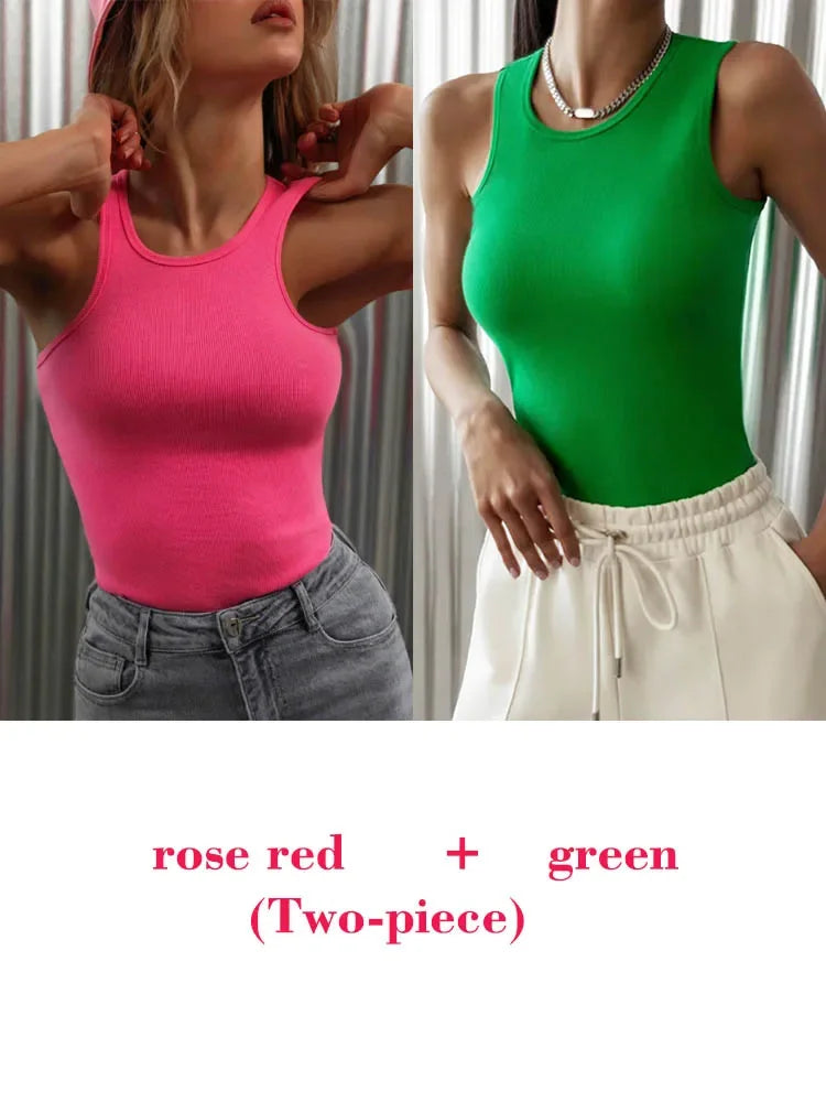 Tops Summer O Neck Tanks & Camis