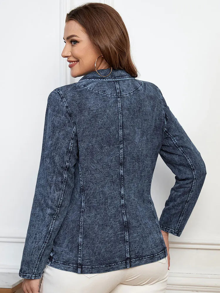 Plus Size Casual Denim Jacket Loose Fit Classic