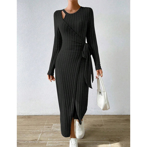 Dresses Fitting Slim Plain Asymmetric
