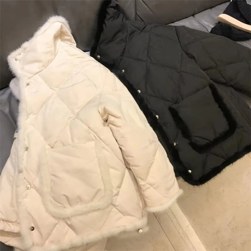Winter Stitching Mink Wool Cotton Jacket