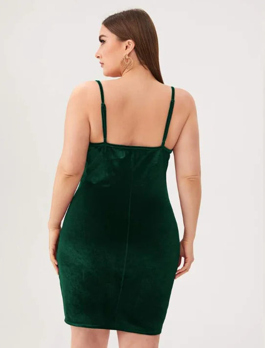 Plus Size Solid Ruched Cami Dress Casual