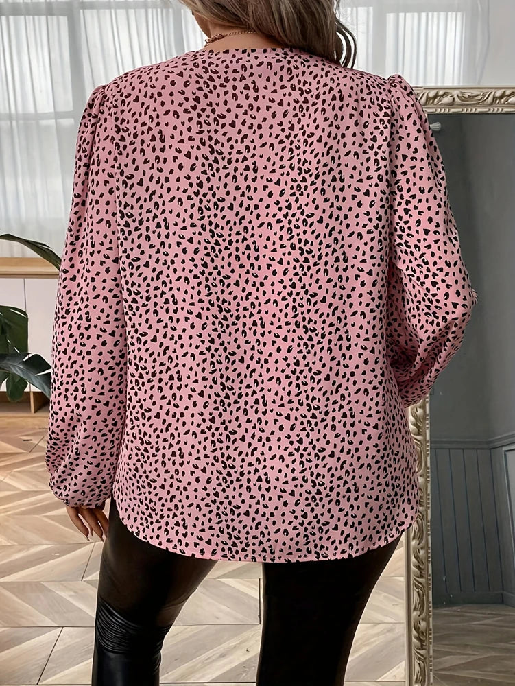 Plus Size V Neck Long Sleeve Casual Top