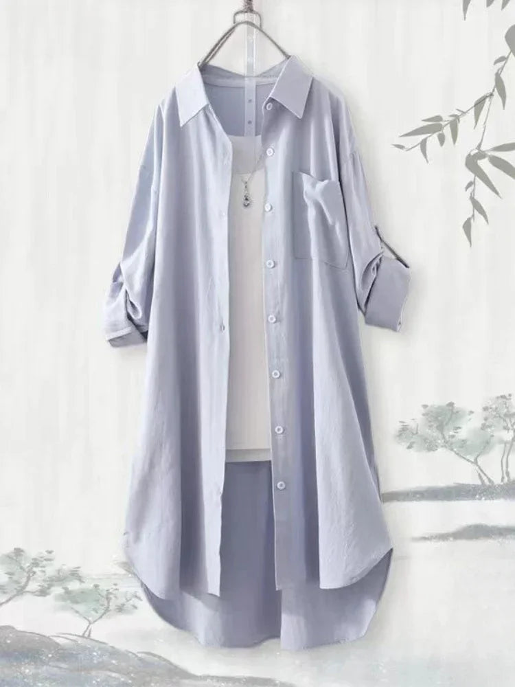 Plus Size Loose Breathable Blouses Midi