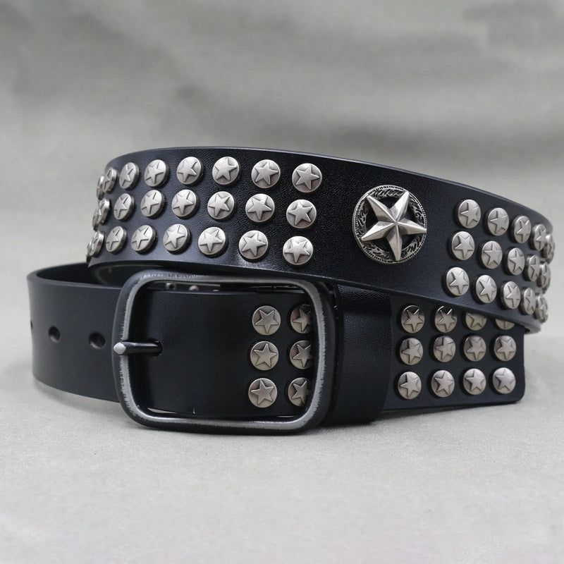 Nice Rivet Genuine Leather Belt Goth Style