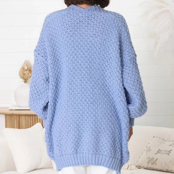 Plus size front chunky knitted pocket cardigan sweater