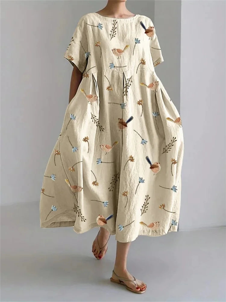 Plus Size Fresh Flower 3D Printed Round Dress S-5XL