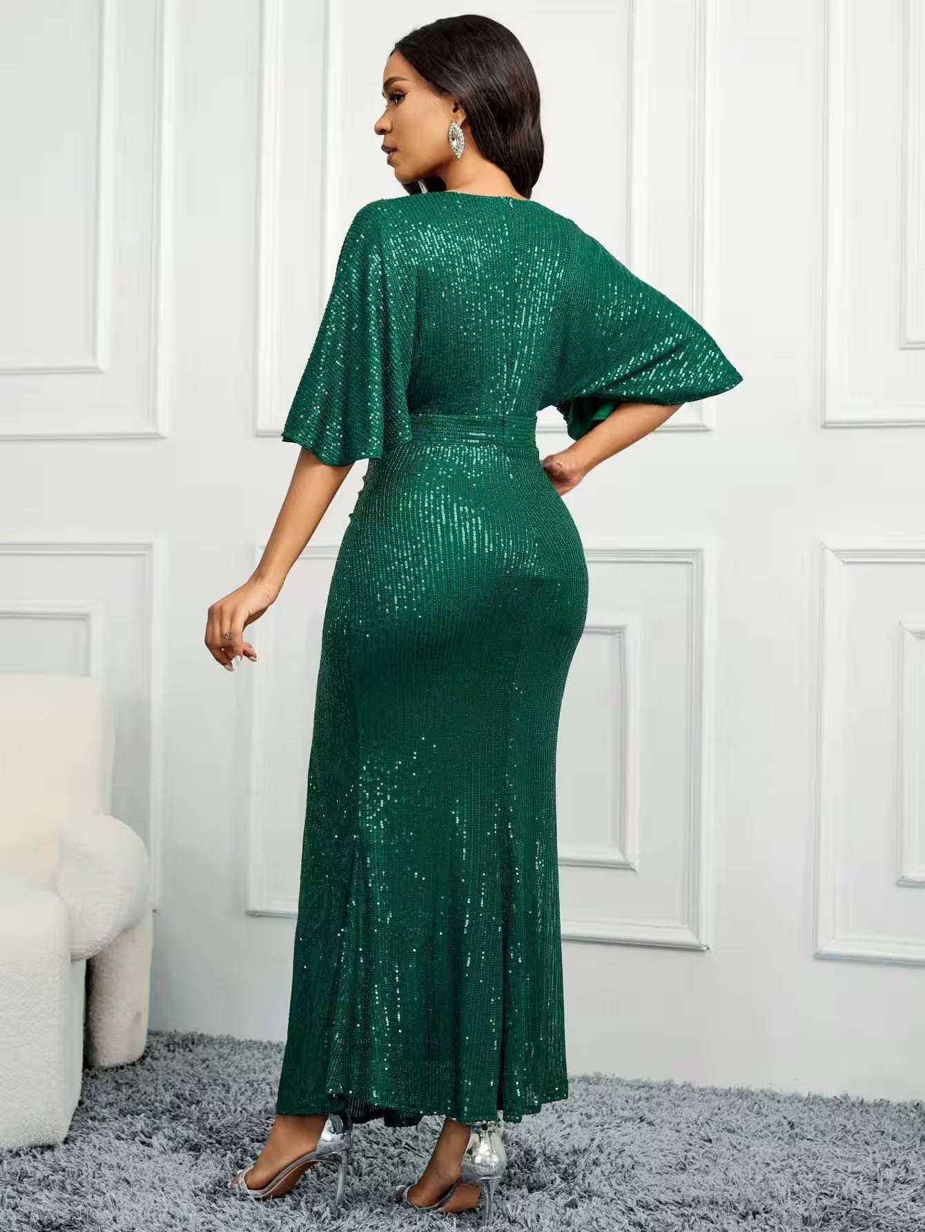 Dress Summer elegant V-Neck Ruffles Party - Additional View 3