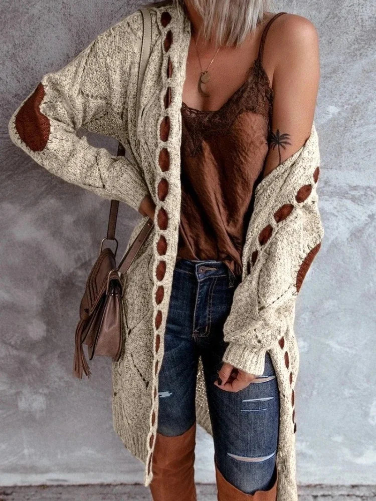Cardigan Knitted Sweaters Knitted Plaid Casual Coat