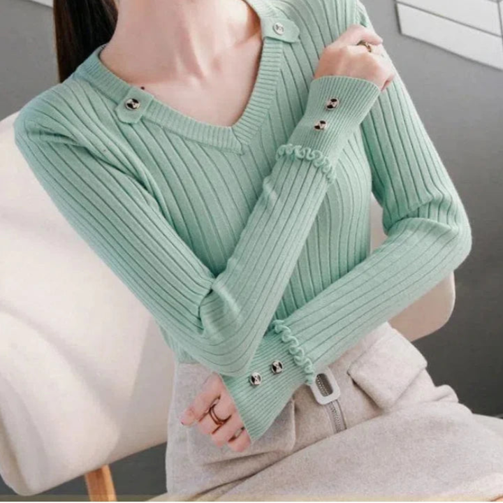 Slim-Fit Knit Long Sleeve Tops