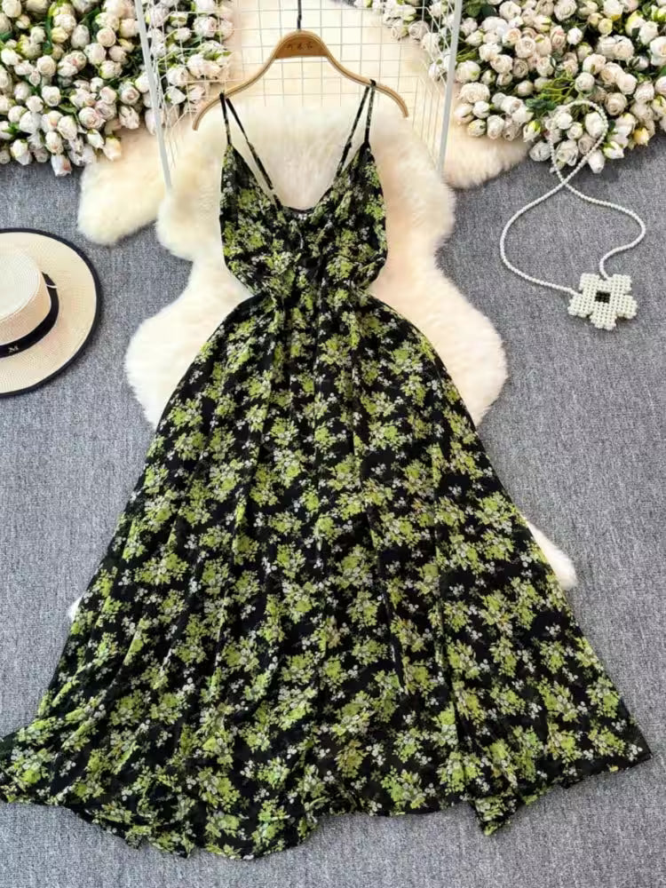 French Vintage Flower Print Dress - Women's Fashion - View 4