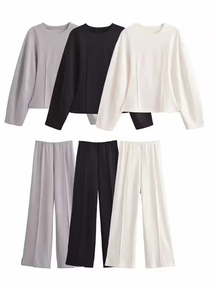 Two Pieces Set Pant Sets Crop Long Sleeve - Additional View 6