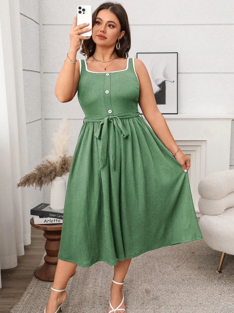 Plus Size Square Collar Dress