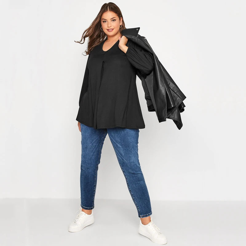 Plus Size Long Sleeve Spring Autumn Elegant Swing