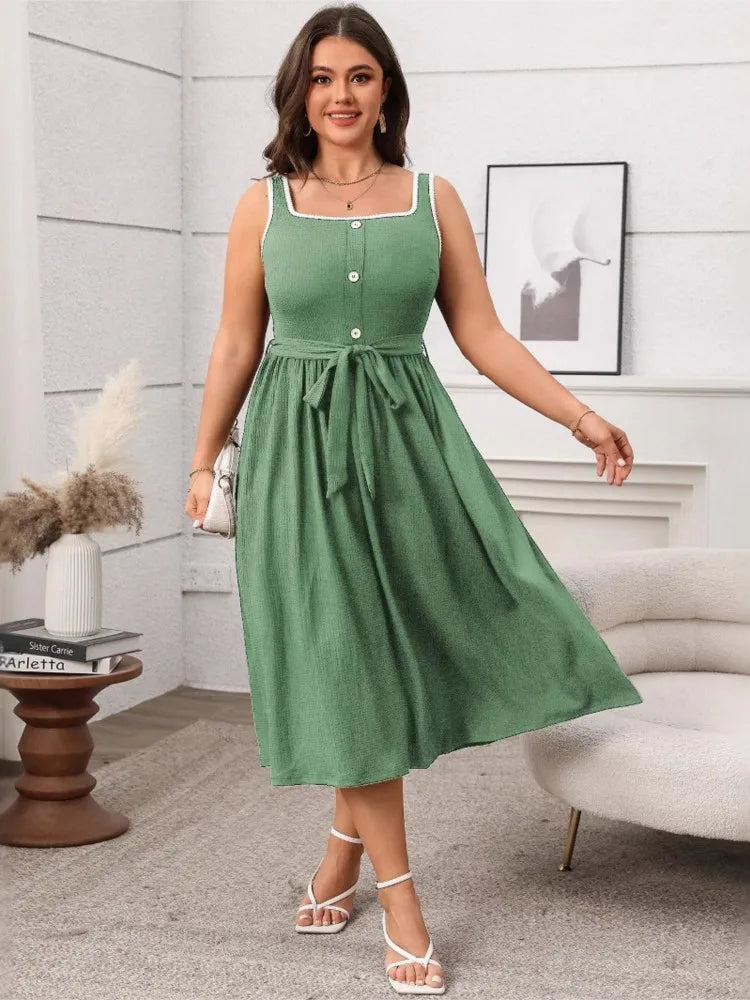 Plus Size Square Collar Dress