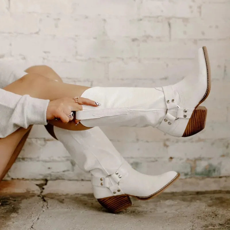 Mid-Calf Cowgirl Boots Casual Shoes
