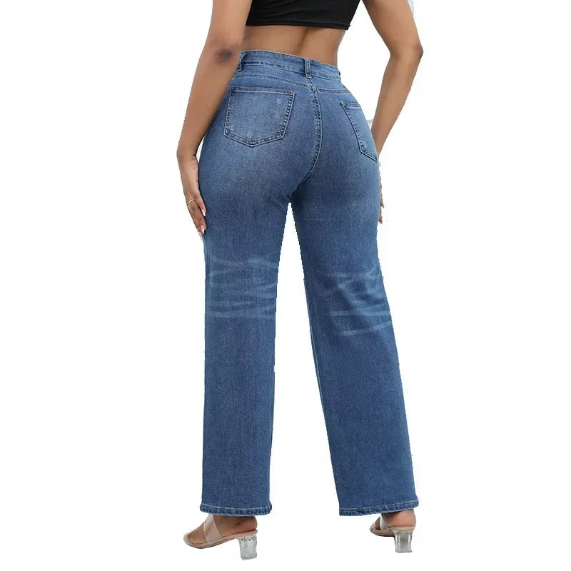 Straight Jeans Wide Leg Denim Pants