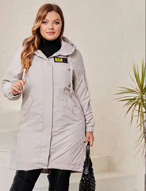 Plus Size Spring Autumn Trench Coat - Additional View 2