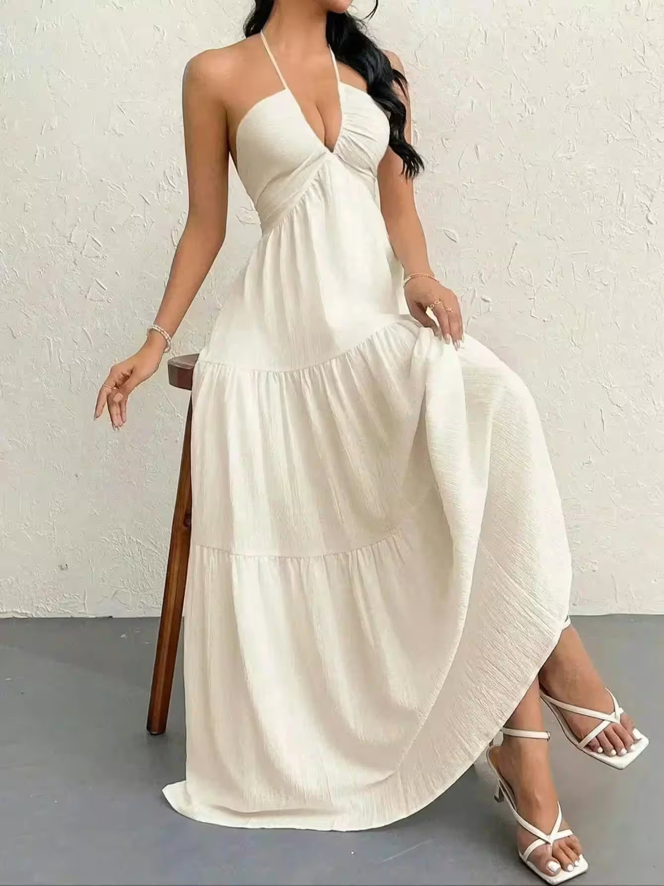 Boho Chiffon Halter Maxi Dress - Women's Fashion - View 11