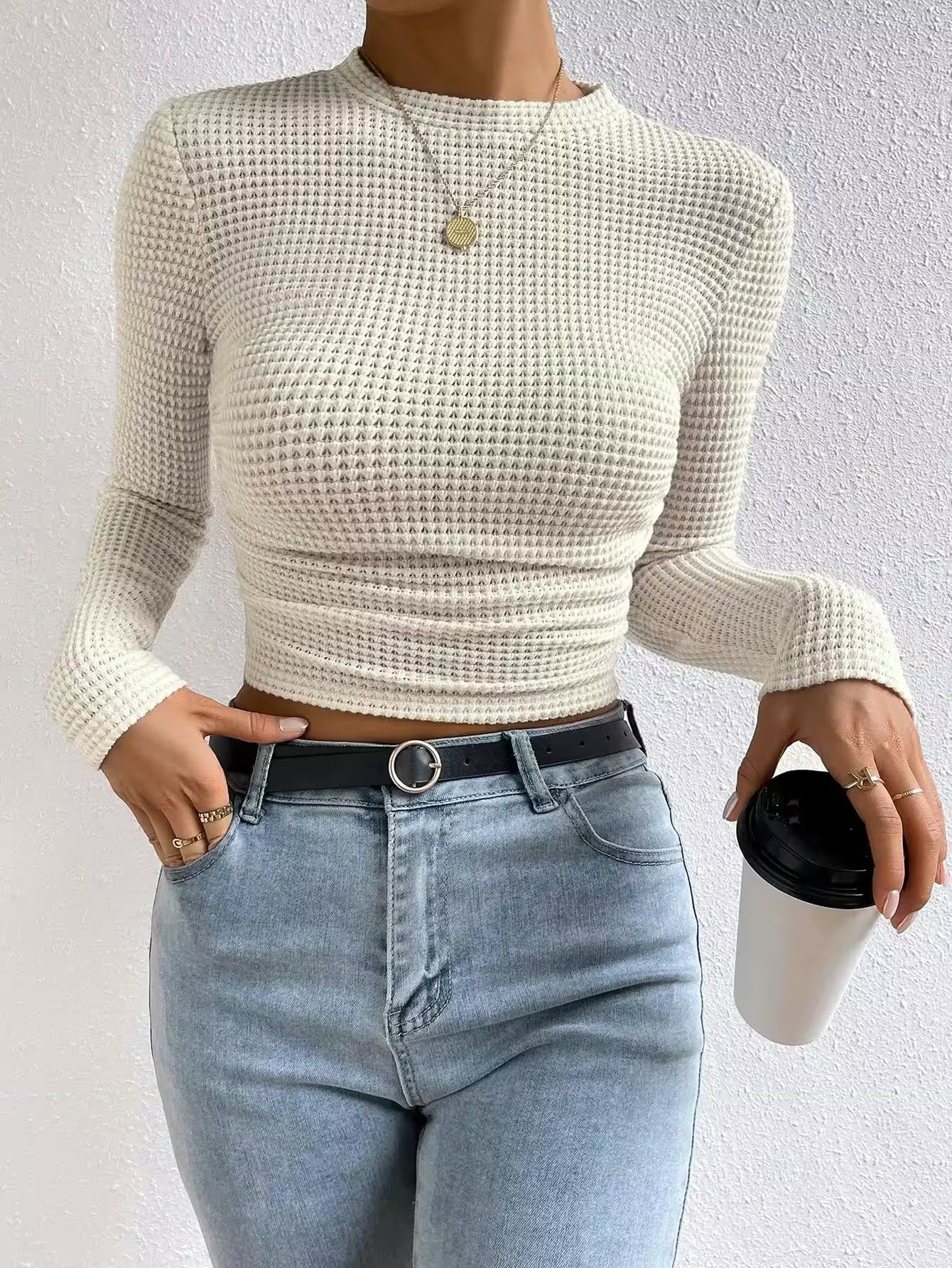T-shirt Long-sleeved Sexy Slim Round Neck Top - Additional View 5