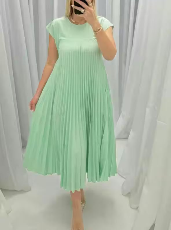 Dress fashion O-Neck Sleeveless Pleated Maxi - Women's Fashion - View 10