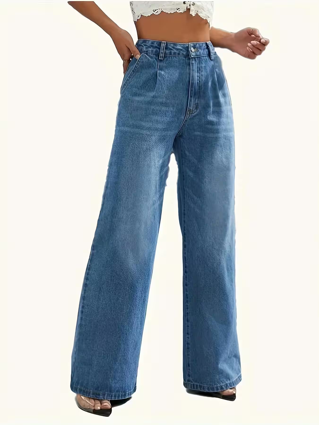 Style light blue jeans straight pants casual - Additional View 4