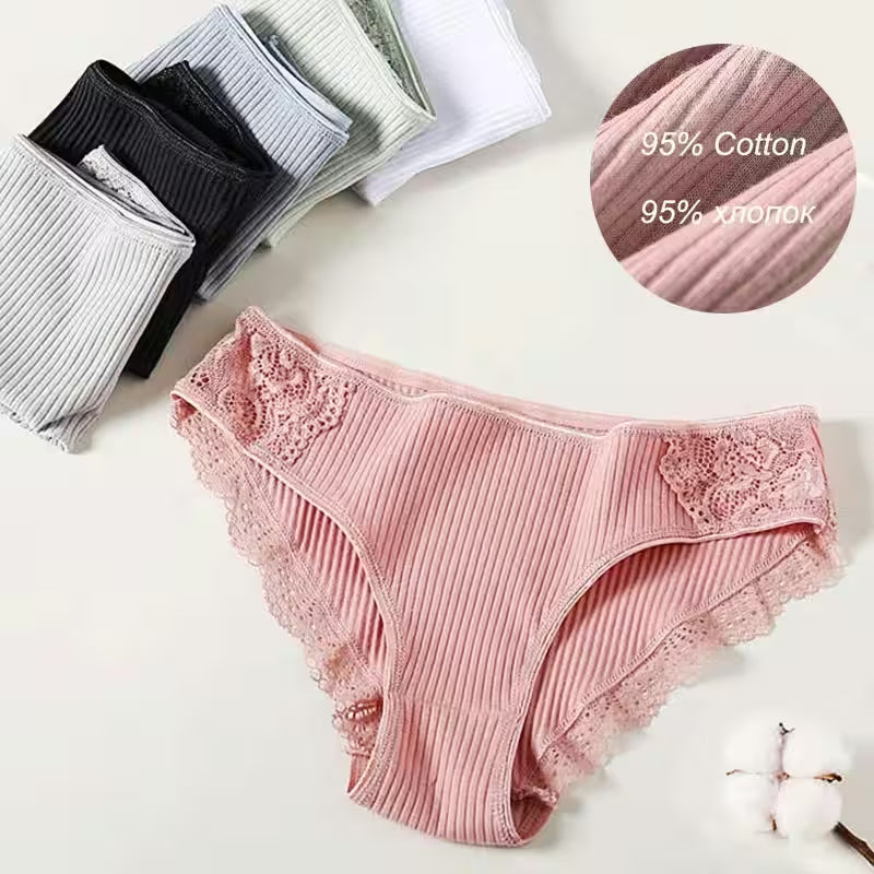 Floral Lace Cotton Panties Underwear Comfortable Lingerie 3PCS/Set - Additional View 2