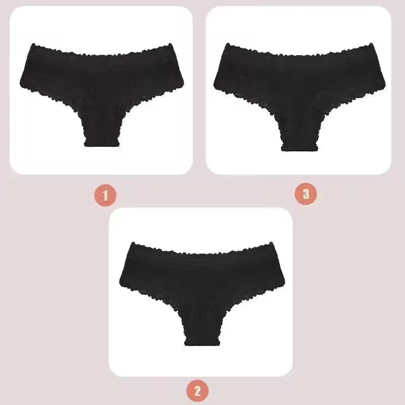 3PCS Lace Seamless Cotton Panties Ribbed Brazilian - Additional View 18