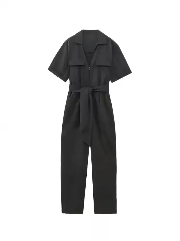 Rings - Jumpsuits Vintage Short Sleeve Side Pockets
