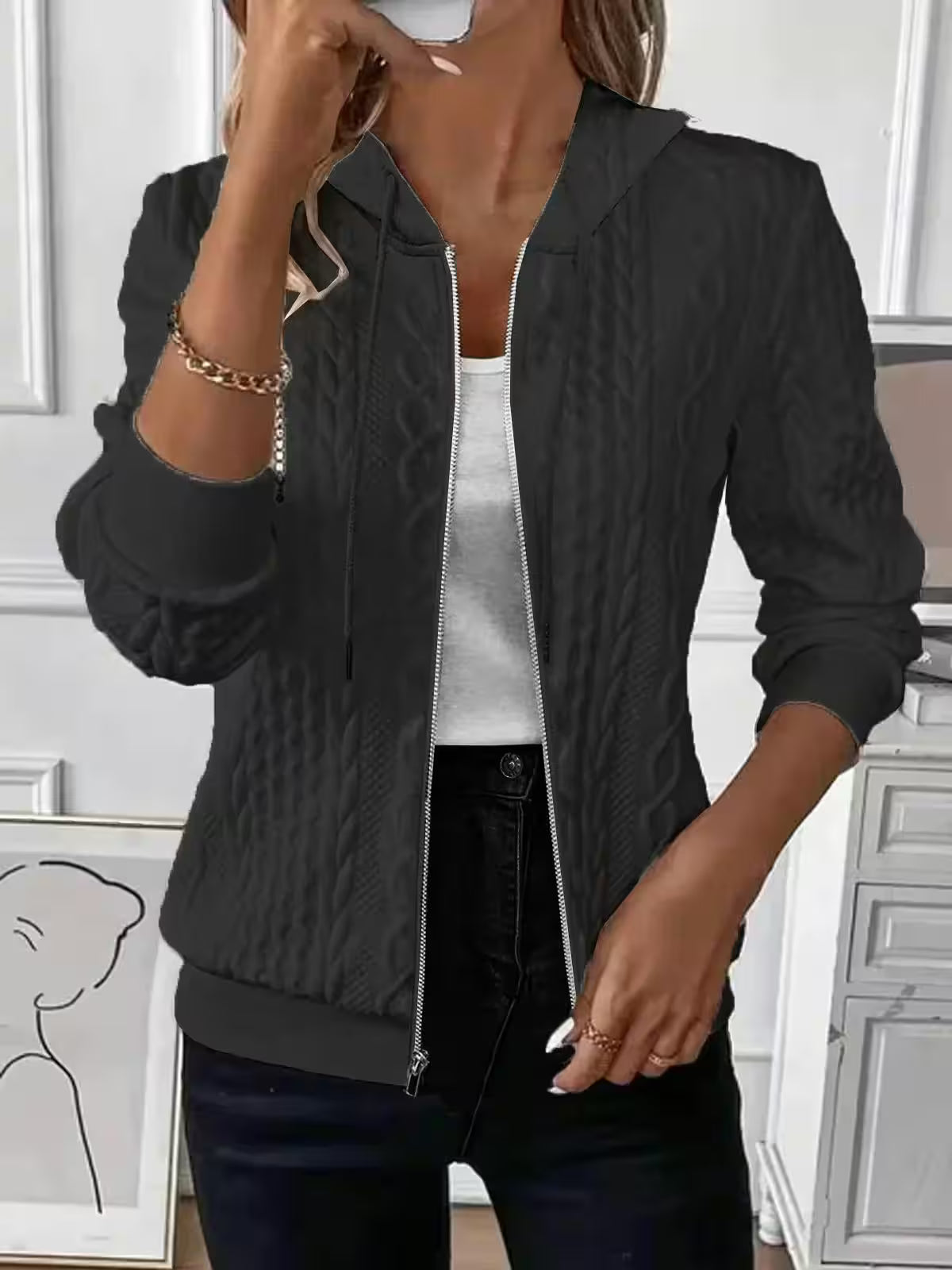 Long Sleeve Zipper Coat Autumn Winter - Additional View 9
