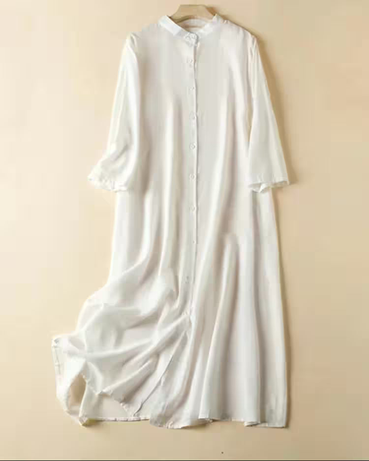 Dresses - Plus Size spring Long Dress White Casual