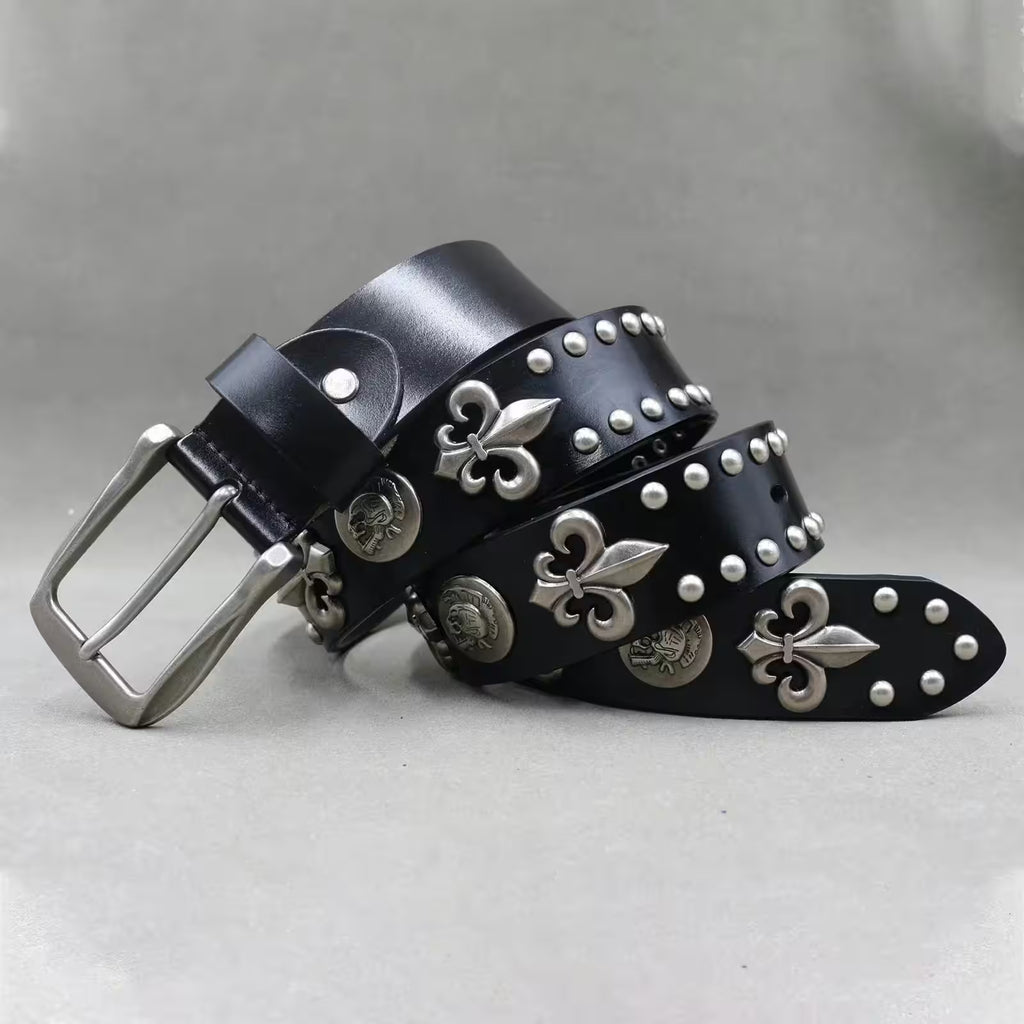Nice Rivet Genuine Leather Belt Goth Style - Additional View 30