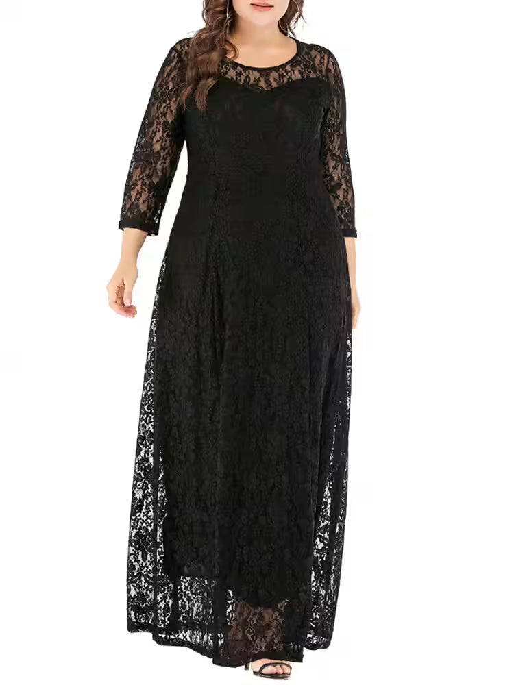 Plus Size Elegant Lace Dress - Additional View 9