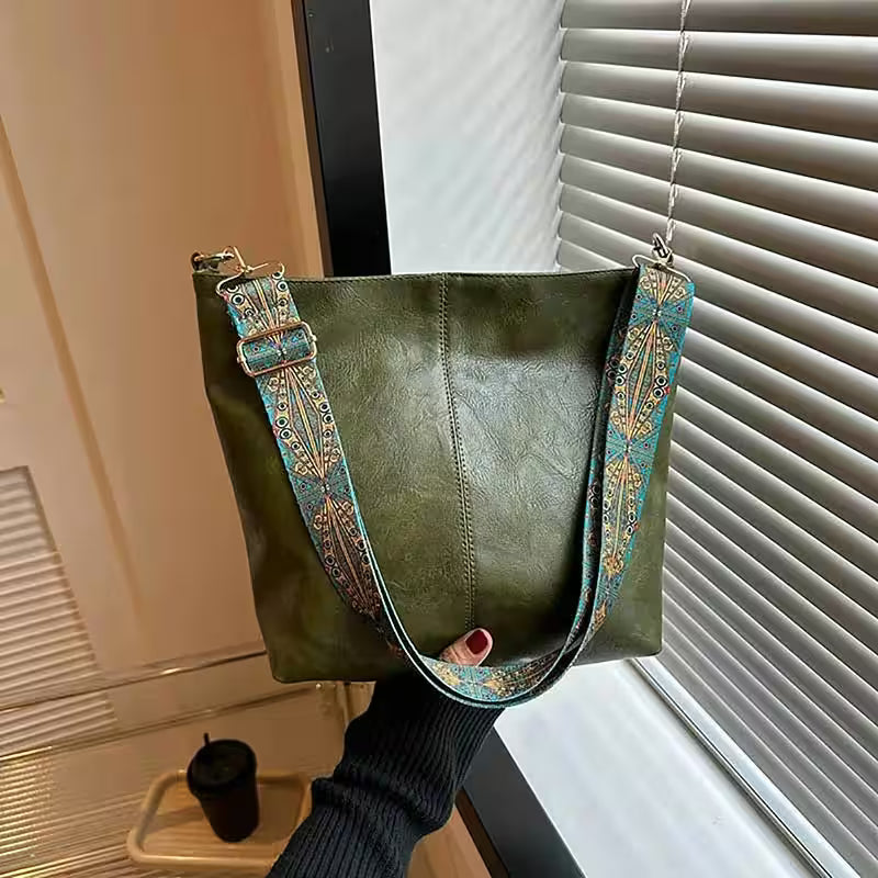 Wide Geometric Strap Shoulder Bag Large Capacity Crossbody - Additional View 4