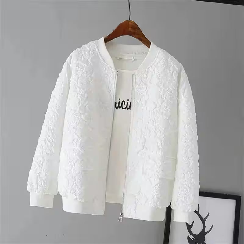Casual White Jacket Top Female Cardigan Zipper - Additional View 11