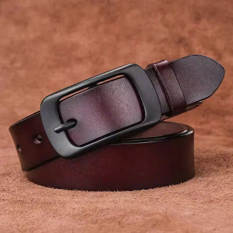 Belt Cow Genuine Leather Black Alloy Pin - Additional View 8