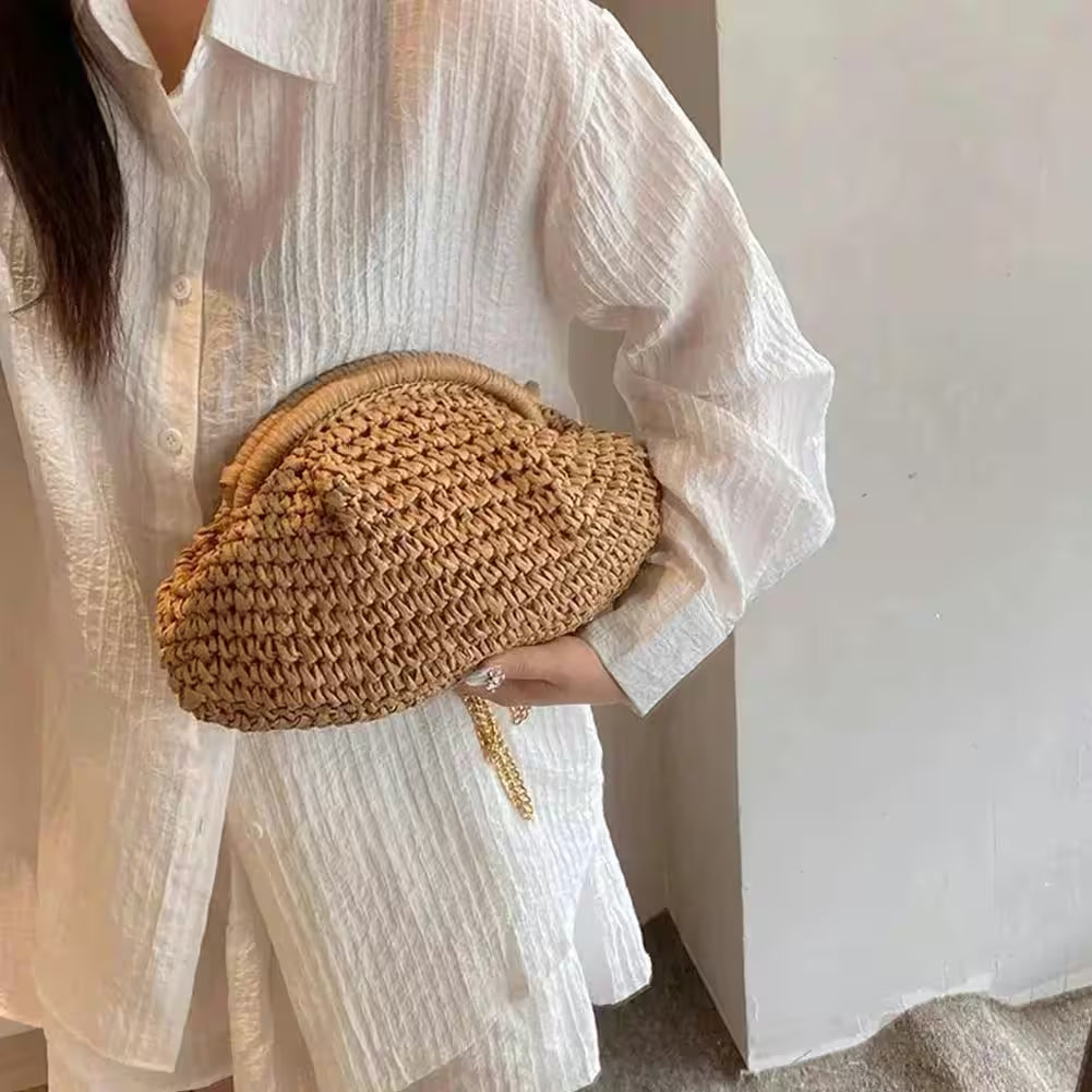 Bag Chain Strap Straw Stylish Crossbody - Flair Feminine