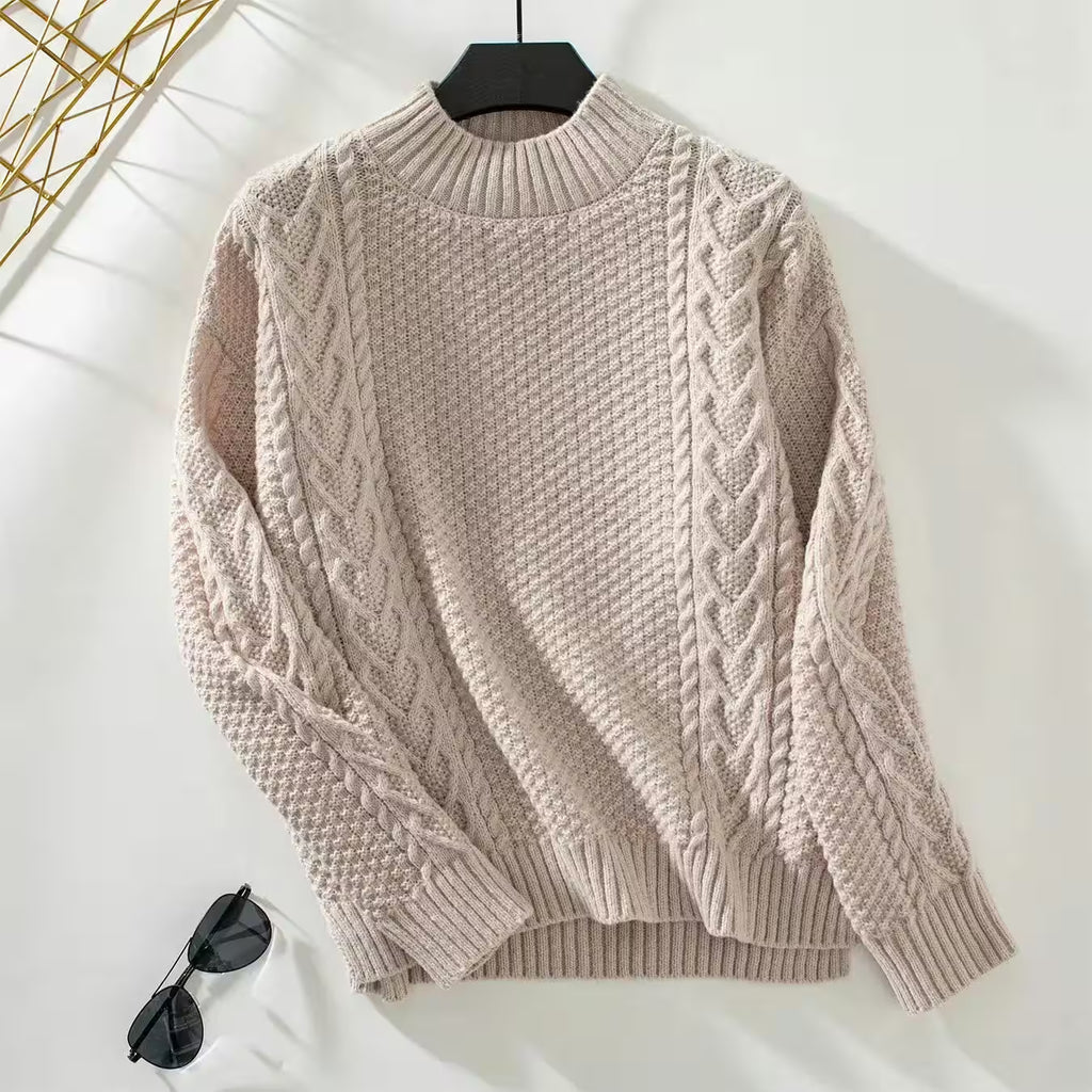 Neckline Knit Sweater Loose Long -sleeved Pullover - Women's Fashion - View 6
