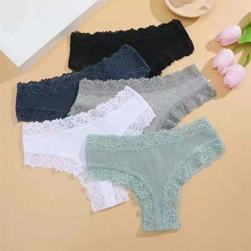 5Pcs/set Cotton Panties Floral Lace Intimate Underwear Trendy - Additional View 23