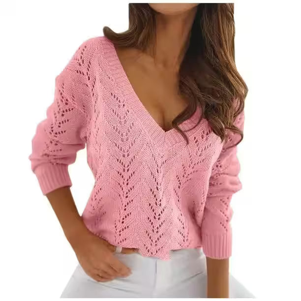 V-neck casual knitwear sweater - Women's Fashion - View 4