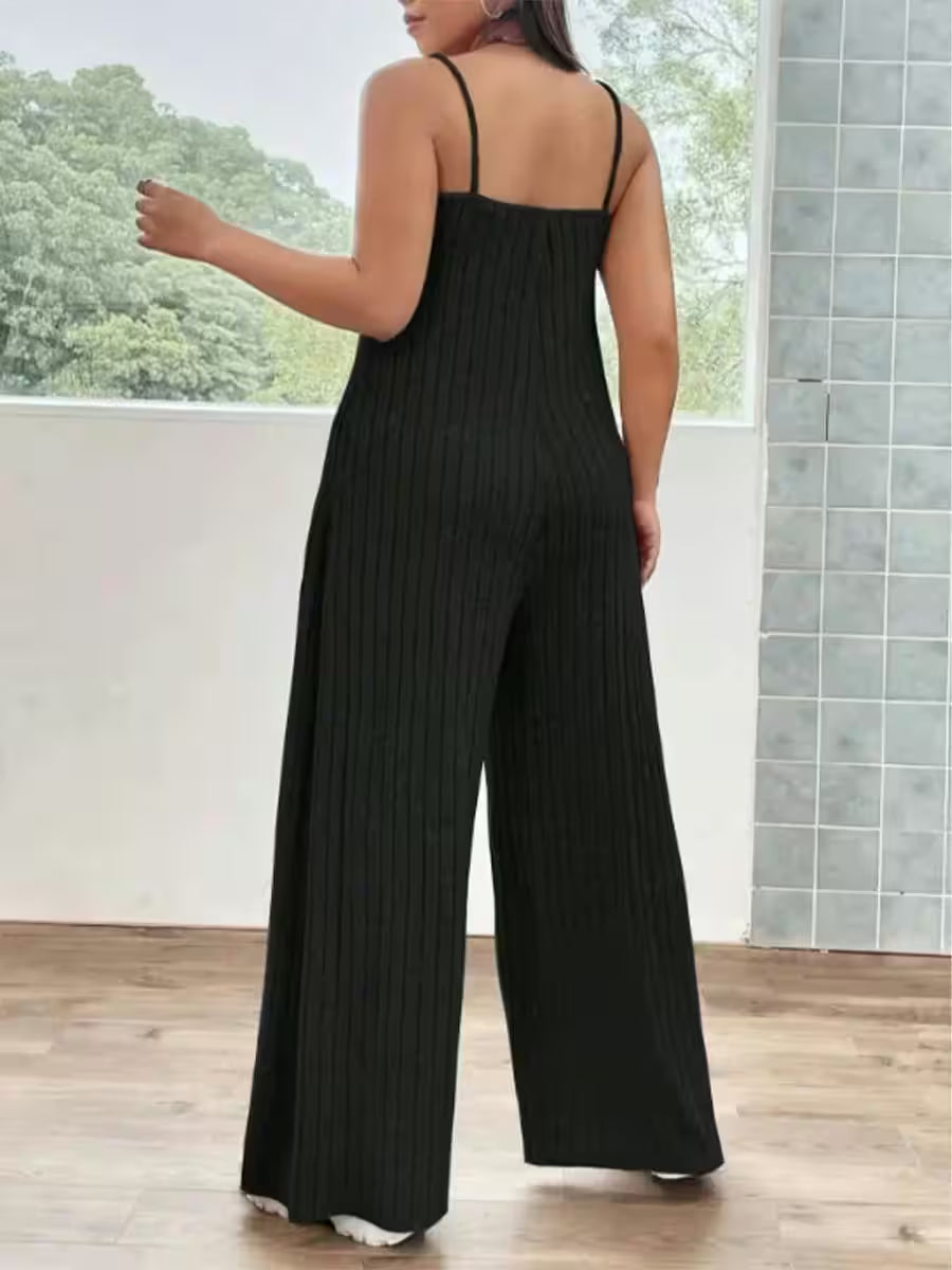 Plus Size Jumpsuitew Pit Strip Solid Colour  Sexy - Additional View 2