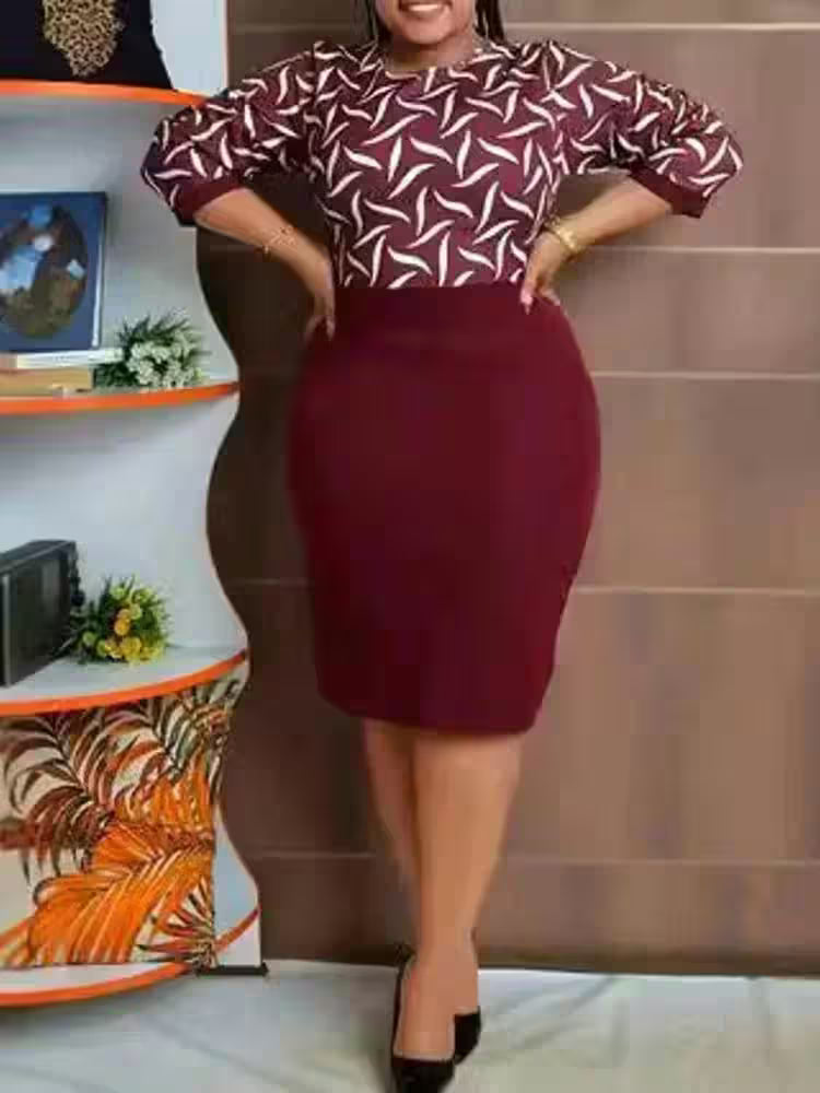 5XL 4XL Plus Size Clothes Dresses Office Lady - Flair Feminine