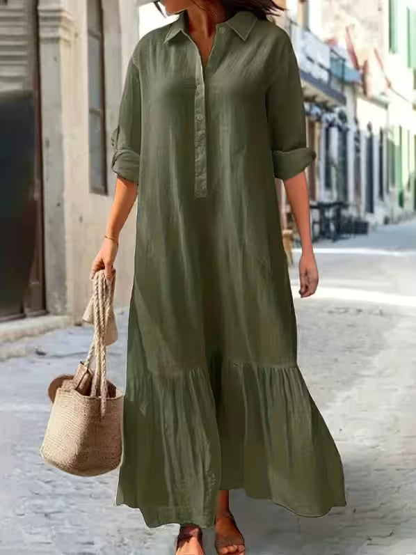 Plus Size Dress Office Lady Spring  Elegant Solid - Women's Fashion - View 7