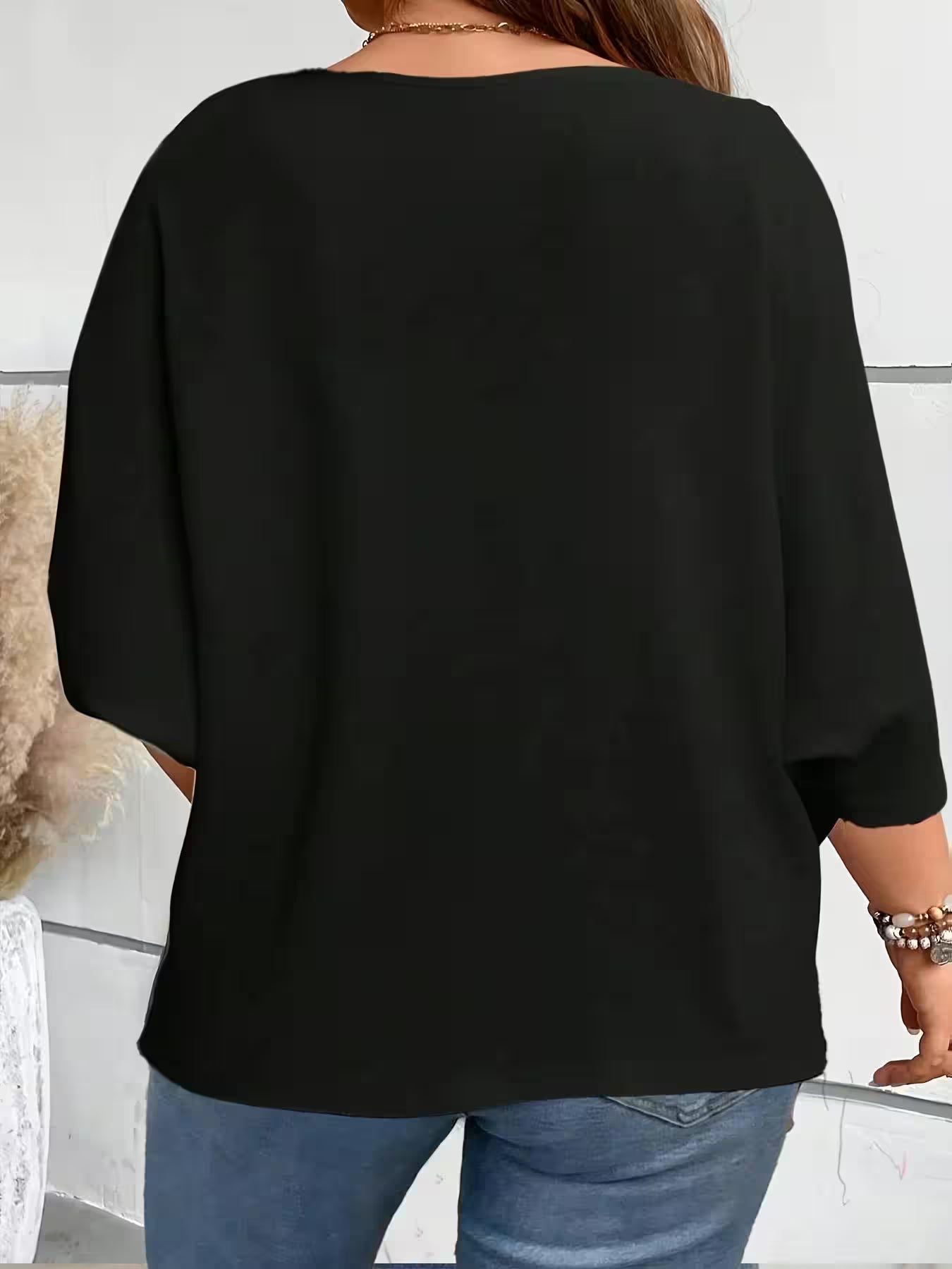 Plus Size Open Front Cardigan Lightweight 3/4 Sleeve Casual - Additional View 3