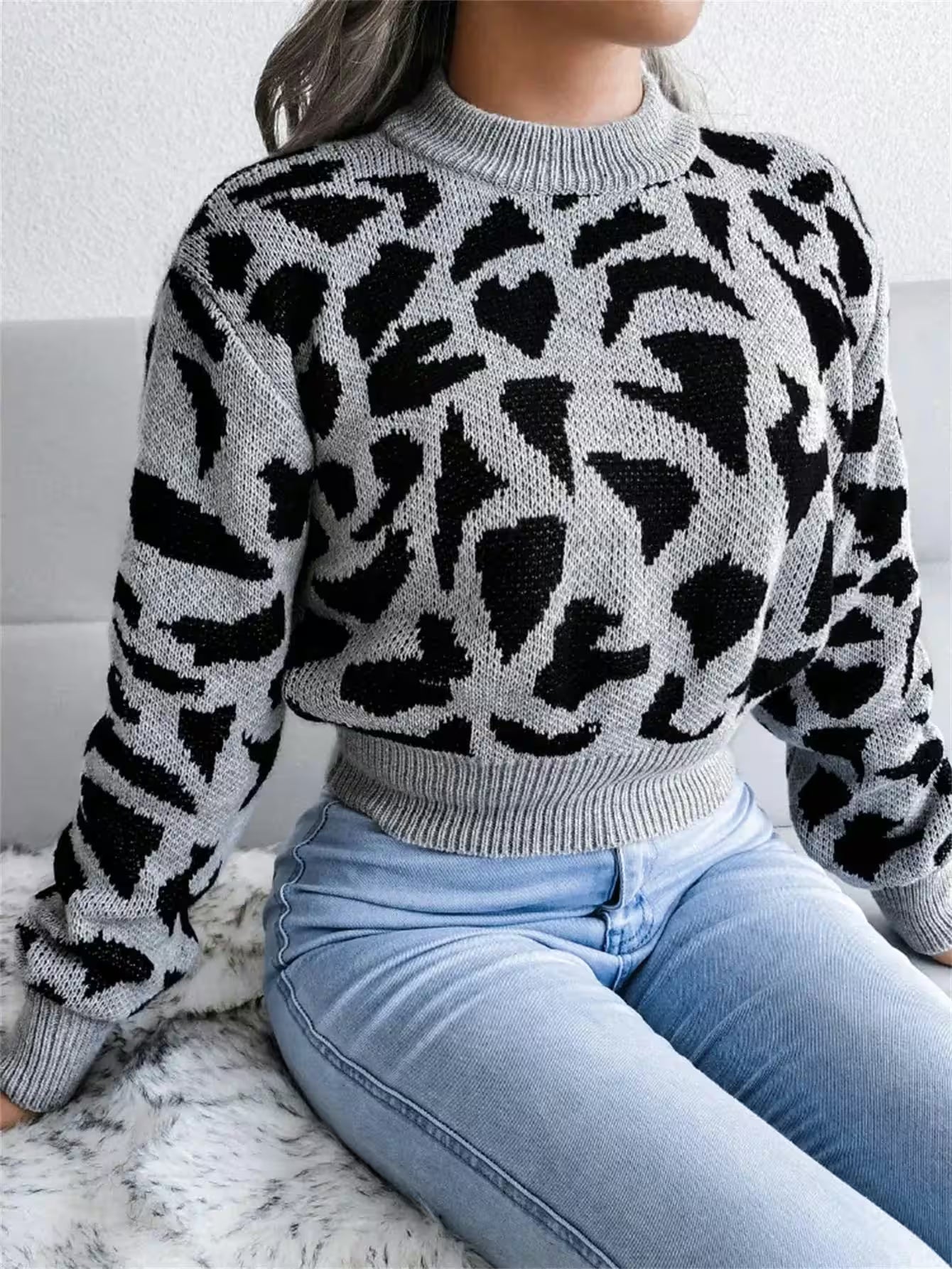 Collection Short Knitted Pullover Sweater Long Sleeve Top - Women's Fashion - View 6