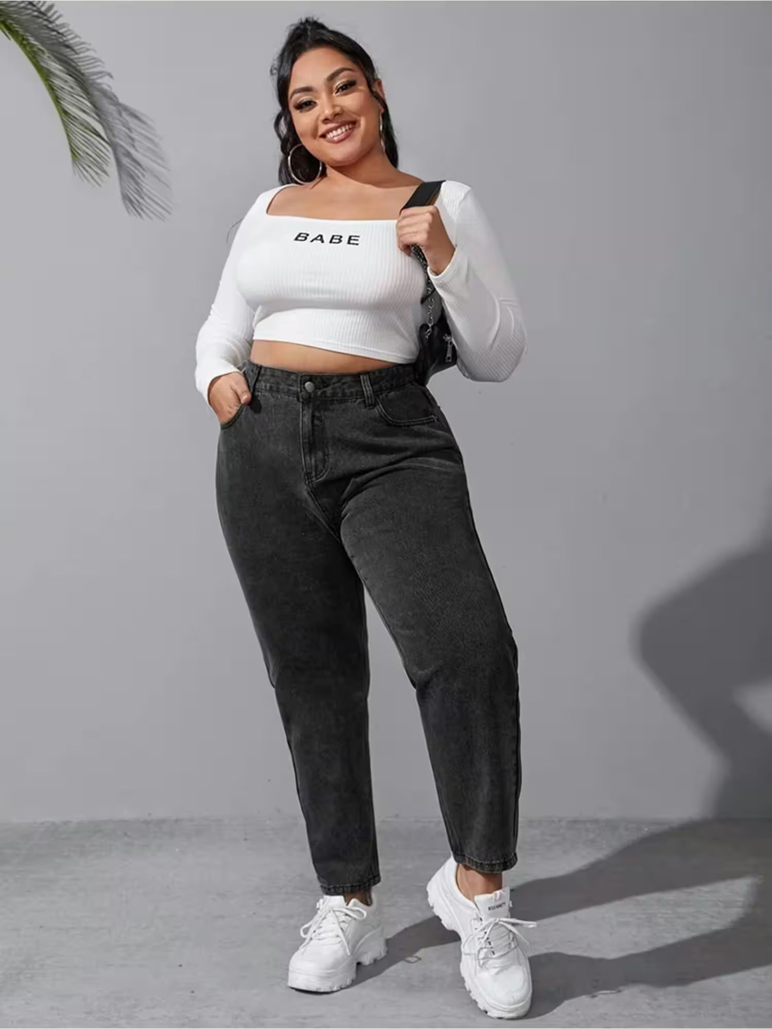 Bottoms - Plus Size Washing loose stretchy pant