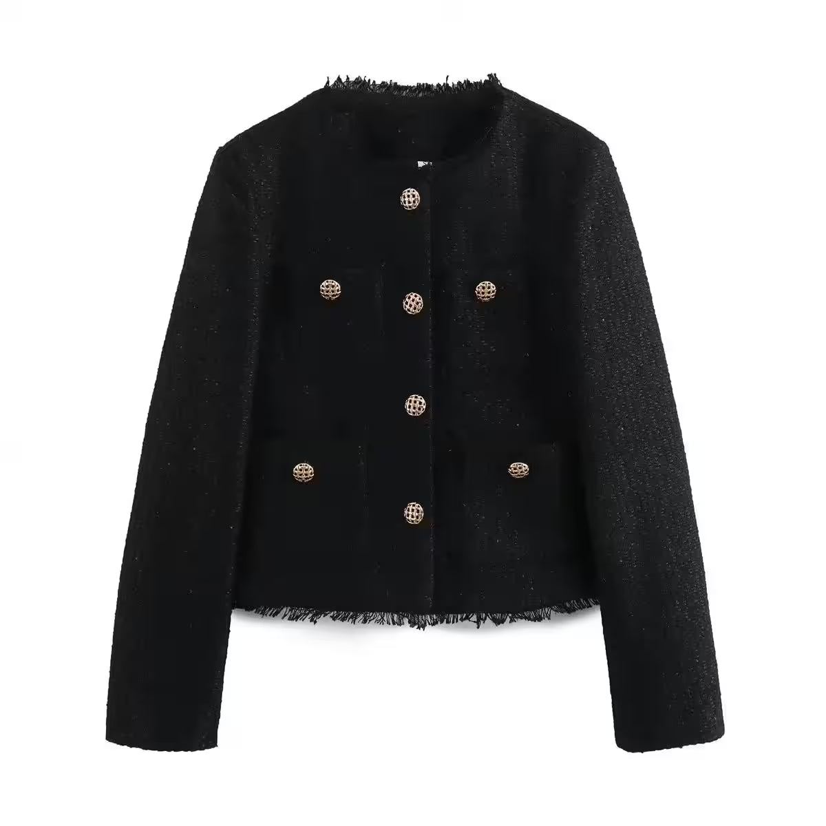 Chic Female Tweed Basic Jacket Coat - Additional View 4