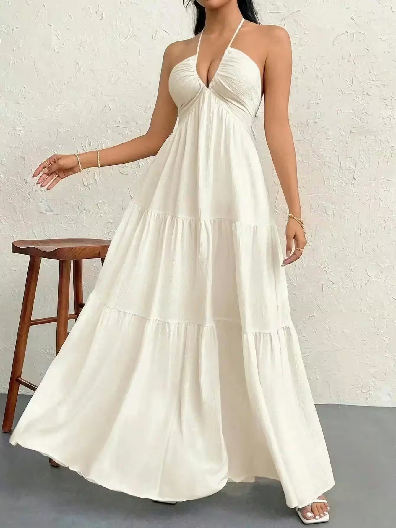 Boho Chiffon Halter Maxi Dress - Boho Chiffon Halter Maxi Dress for Women