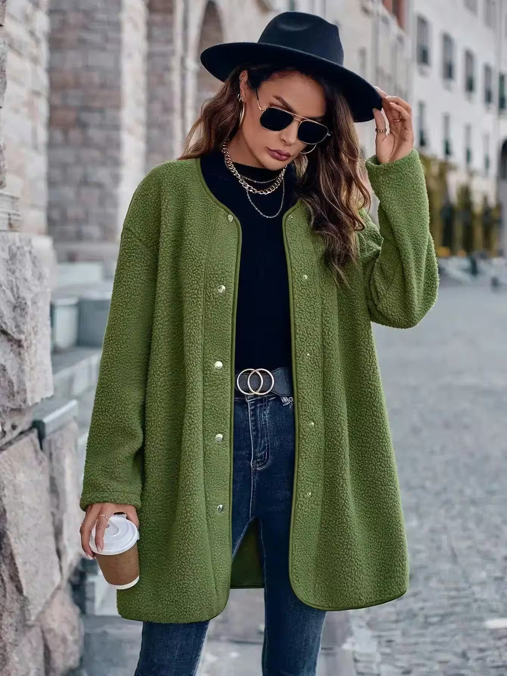 Casual Solid Color Neck Long Sleeved Jacket - Flair Feminine