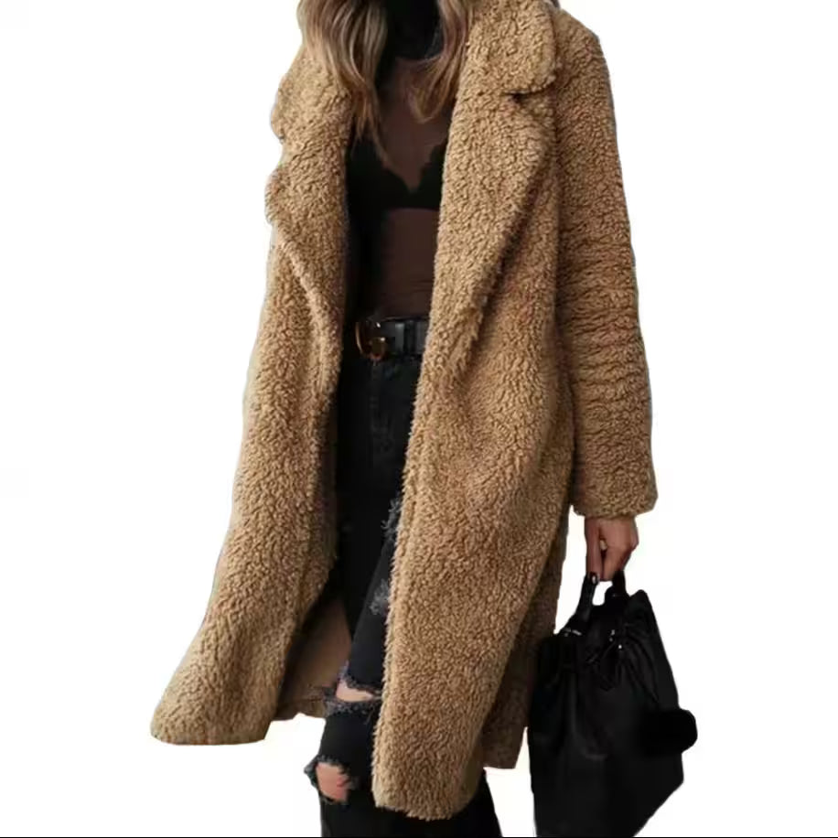 Warm Ladies Fur Jacket Female Outwear Plush - Women's Fashion - View 5