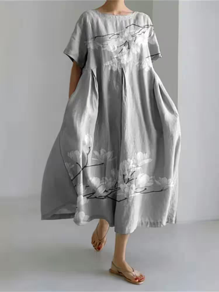 Flower 3D Printed Round Dress - Women's Fashion - View 5